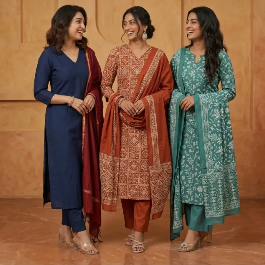 3 Combo Kurta Sets With Dupatta + Bottom (A4) in As shown in photos