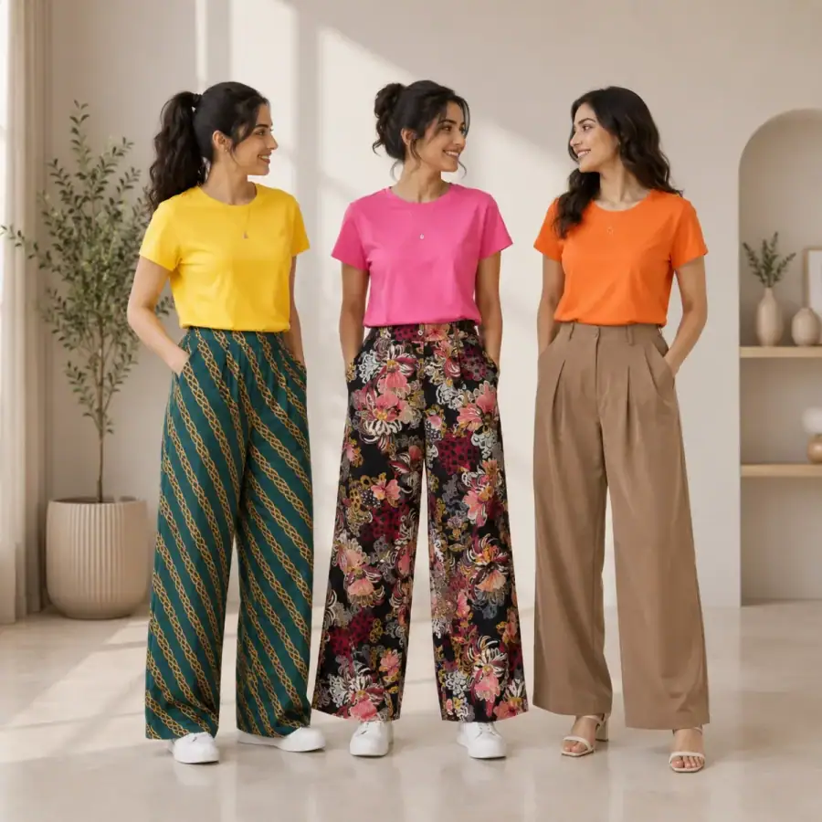 3 Women's T-Shirts With Trouser (K-4) in As shown in photos