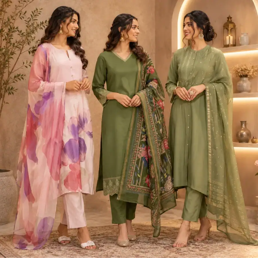 3 Combo Kurta Sets With Dupatta + Bottom (A9) in As shown in photos