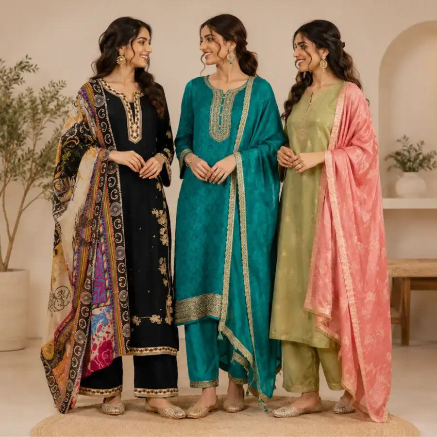 Women's 3 Kurti With Dupatta | Ethnic Wear (K-7) in As shown in photos
