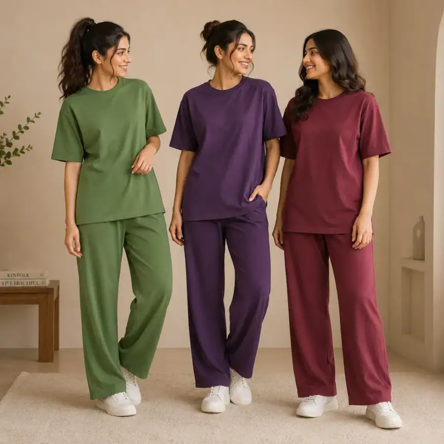 3 Cotton T-Shirt With Bottom (T-5) in As shown in photos
