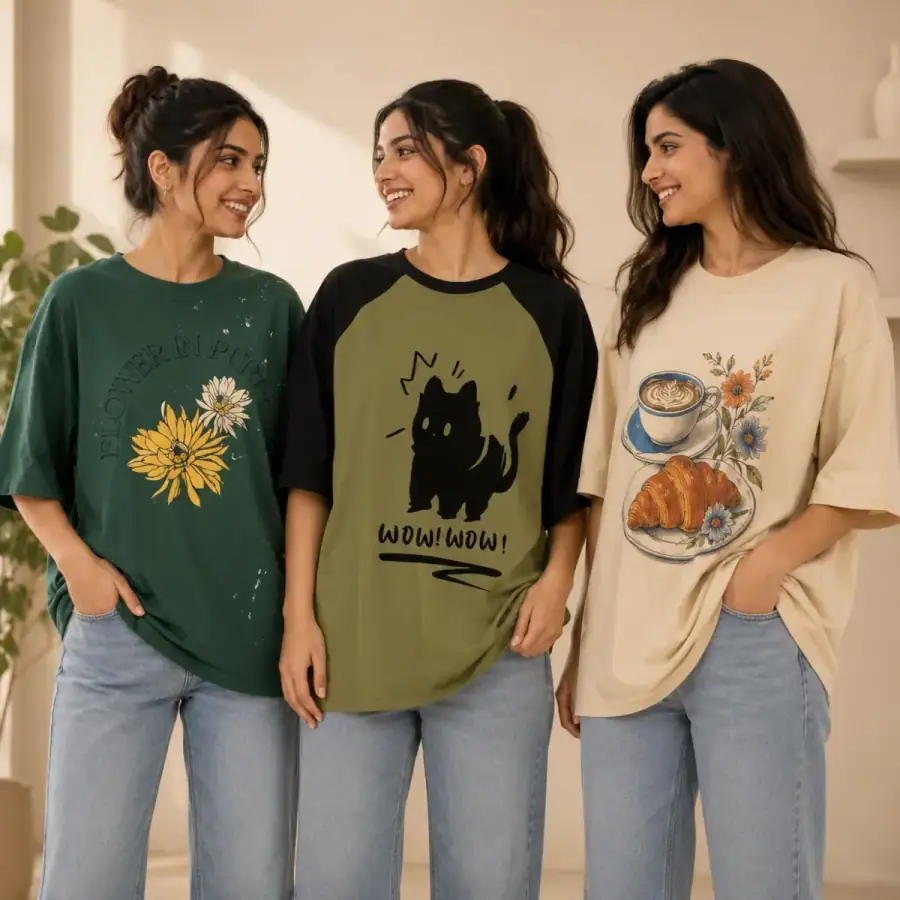 3 Women Relaxed Fit Oversized T-Shirts ( T5 ) in As shown in photos