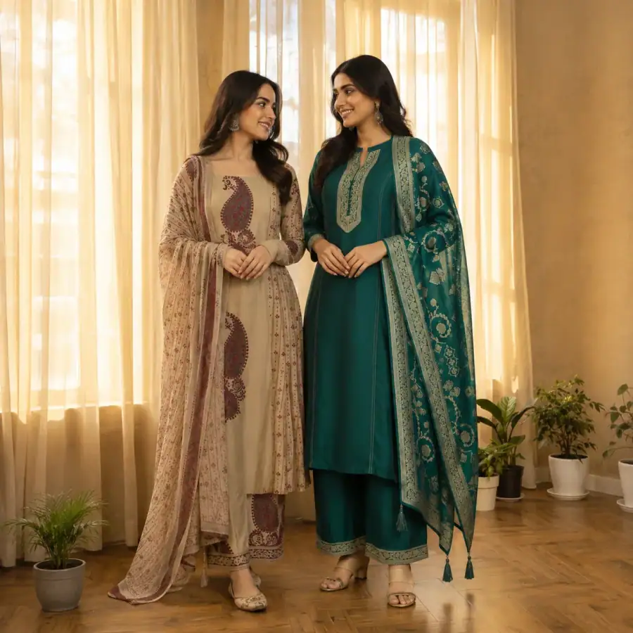 2 Combo Women’s Kurta Sets with Dupatta ( K8 ) in As shown in photos
