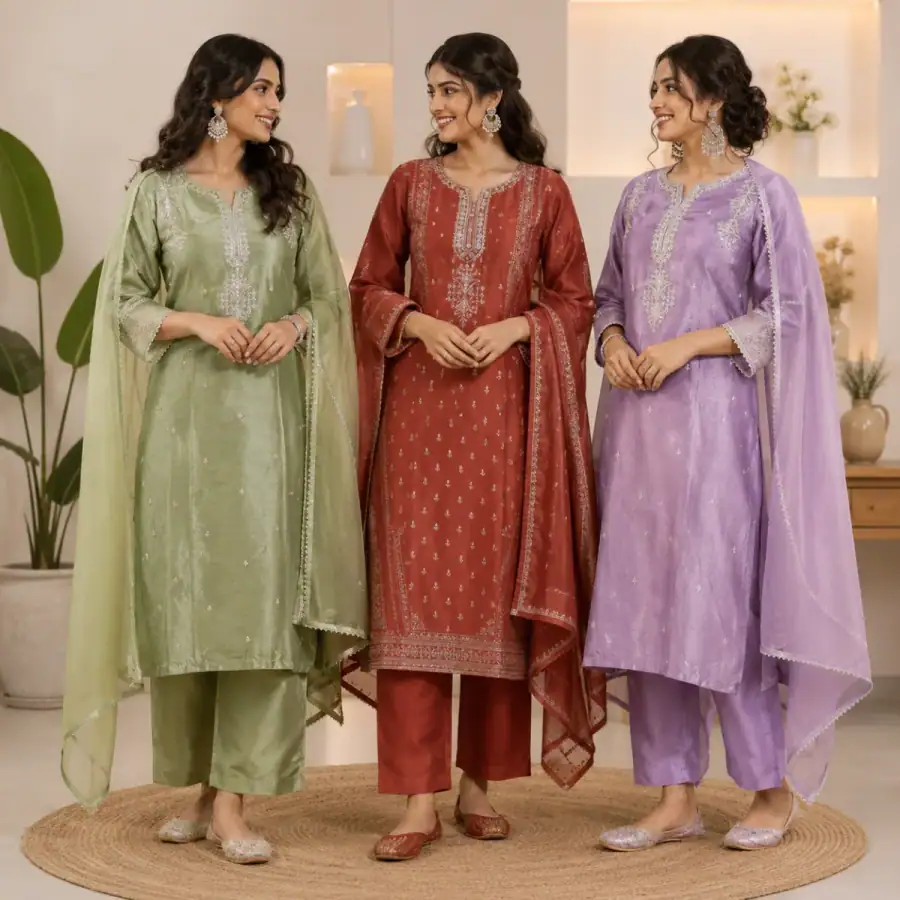 Women's 3 Kurti With Dupatta | Ethnic Wear (K-4) in As shown in photos