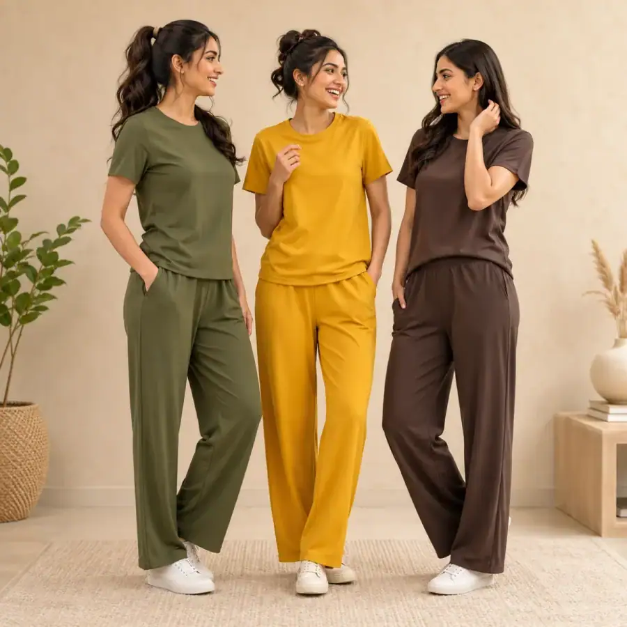 3 Cotton T-Shirt With Bottom (T-2) in As shown in photos
